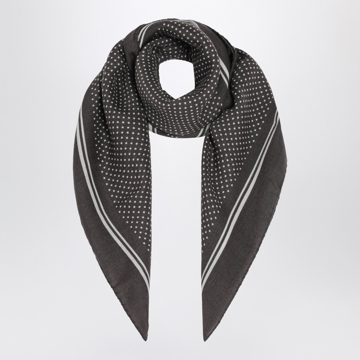 Destin Grey wool polka-dot bandana